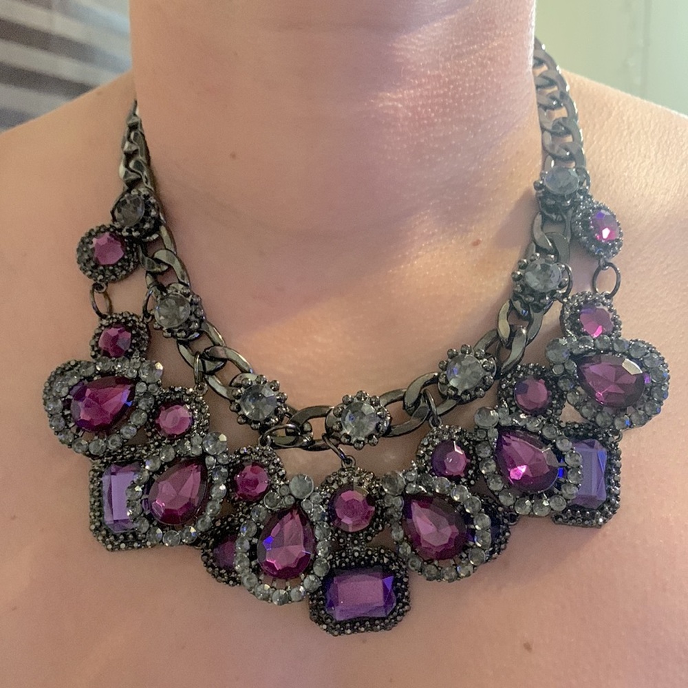 Torrid purple and gunmetal statement necklace